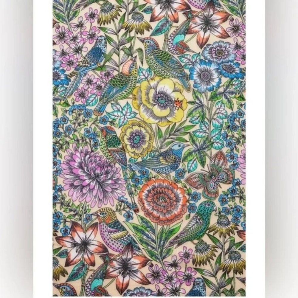 NWOT J. Jill Birds and Flowers Square Scarf - Picture 2 of 12